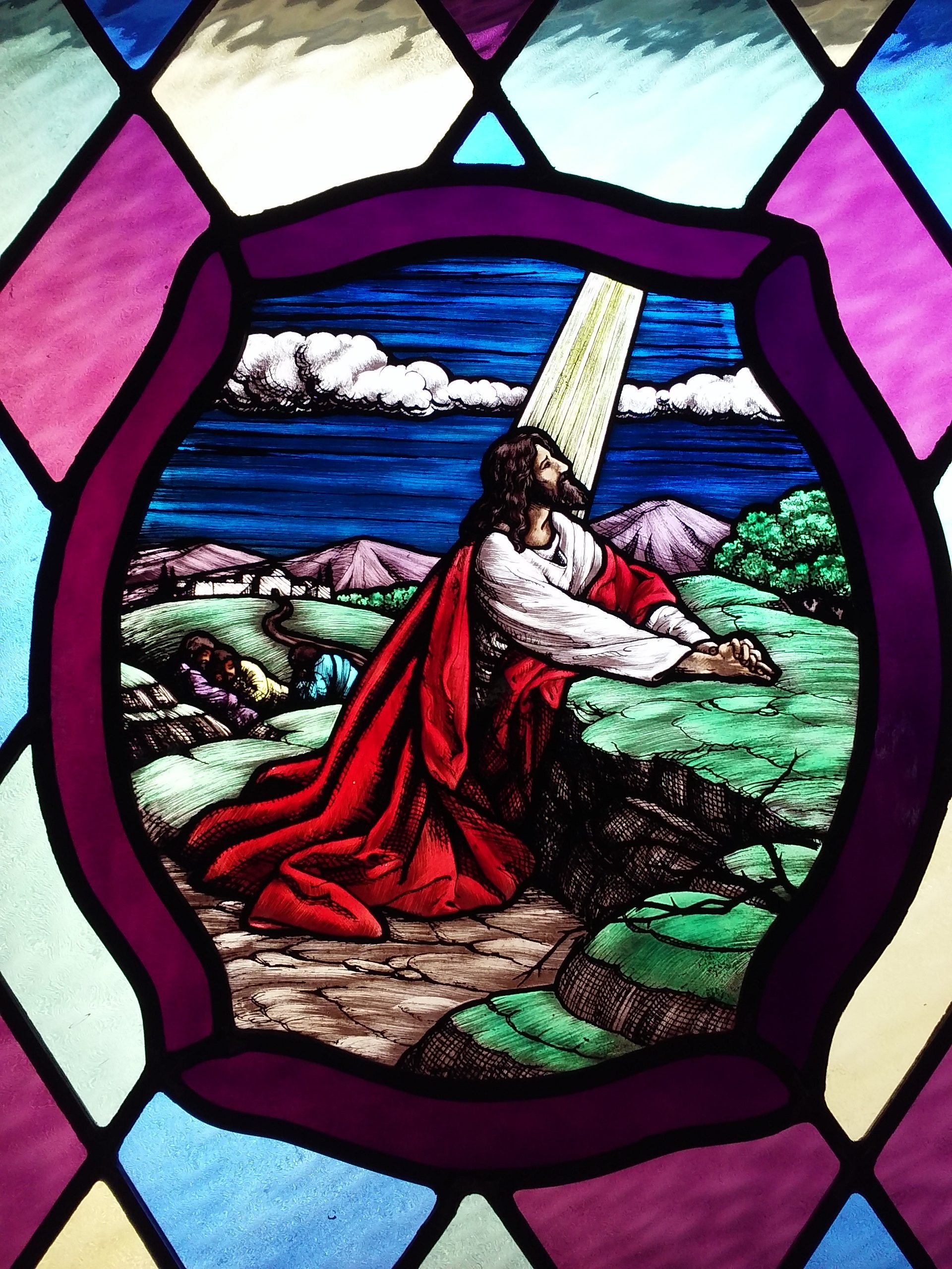 Stained Glass Jesus Praying at Gethsemane
